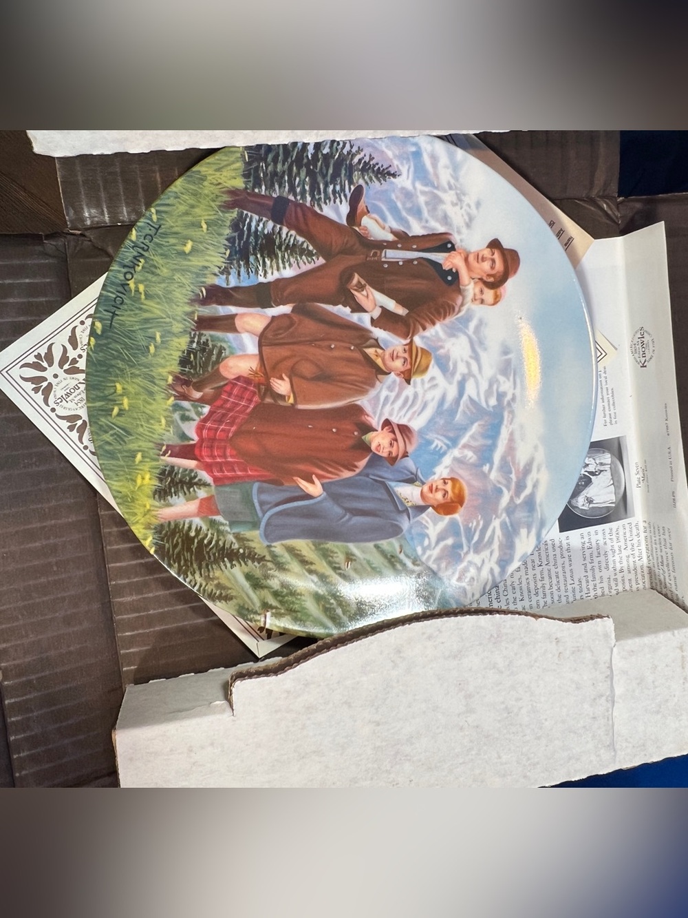 Decorative Scenic Collector Plate — Family Mountain Portrait in Pastel Colors